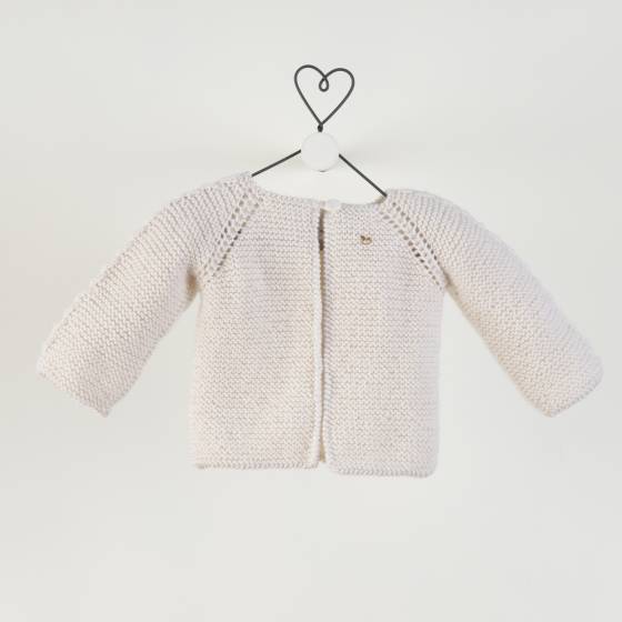 cardigan trenza manga merino piedra