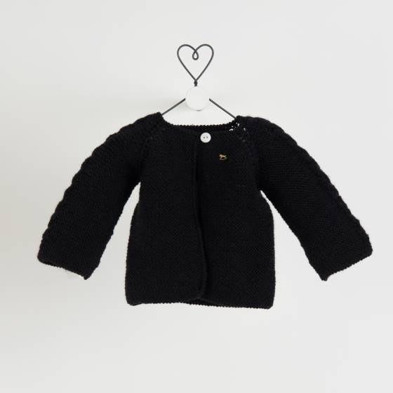 cardigan trenza manga merino negro