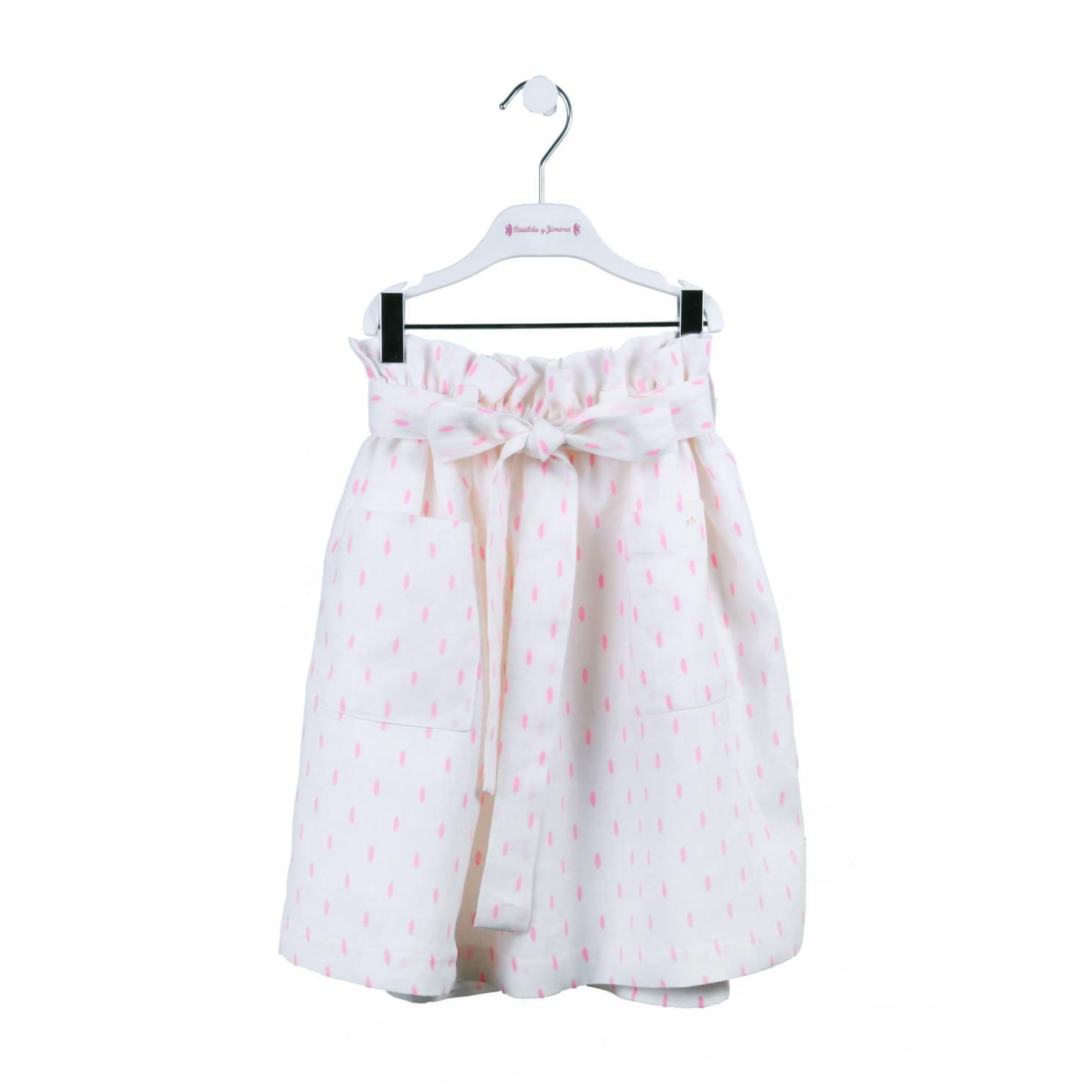 falda lino lagrima fluor fucsia
