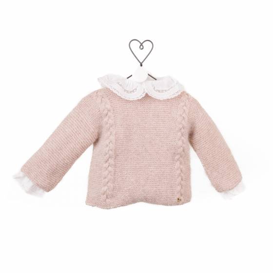 jersey canastilla trenzas cashmere piedra rosado