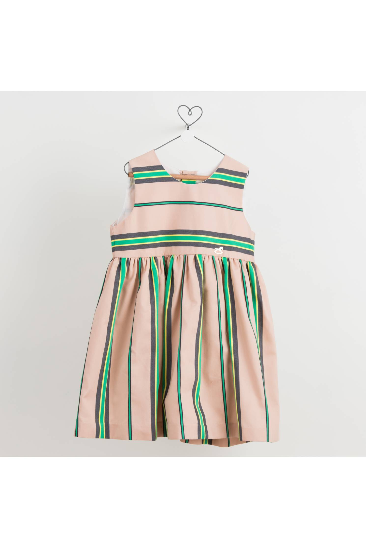 vestido rayas verde marino nude
