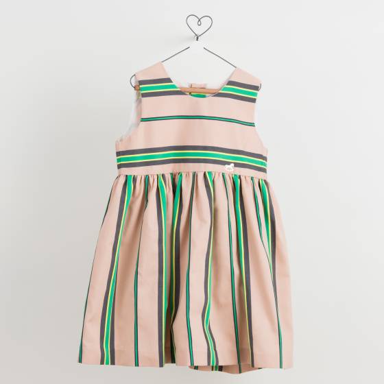 vestido rayas verde marino nude
