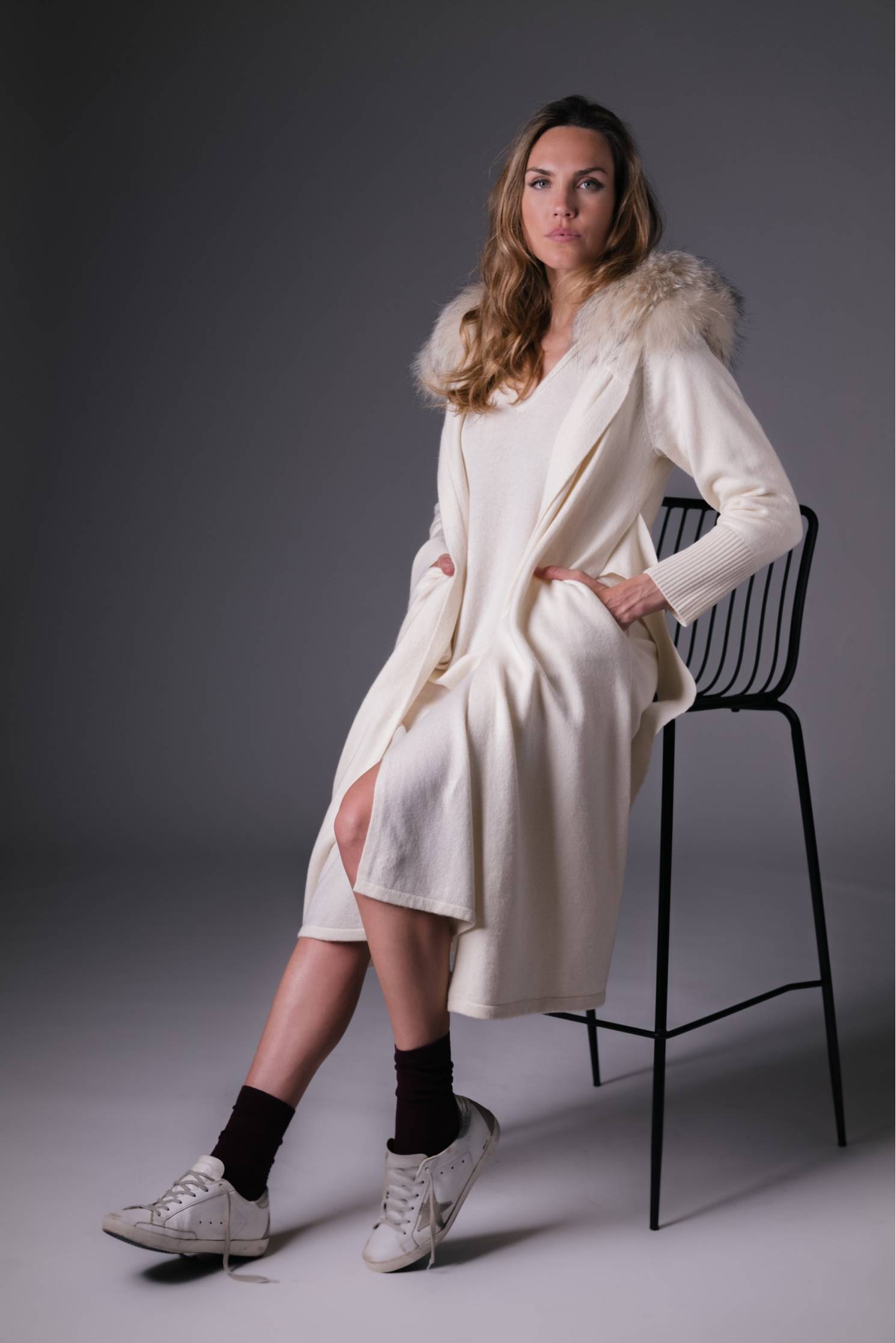 vestido pico cashmere hielo