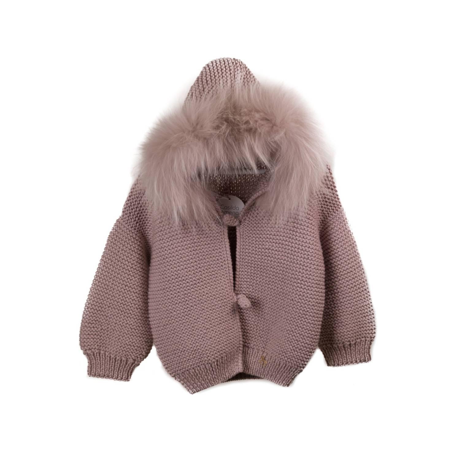 bomber artesanal merino rosa empolvado pelo natural rosa
