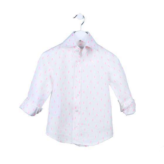 camisa sastre lino topo fucsia