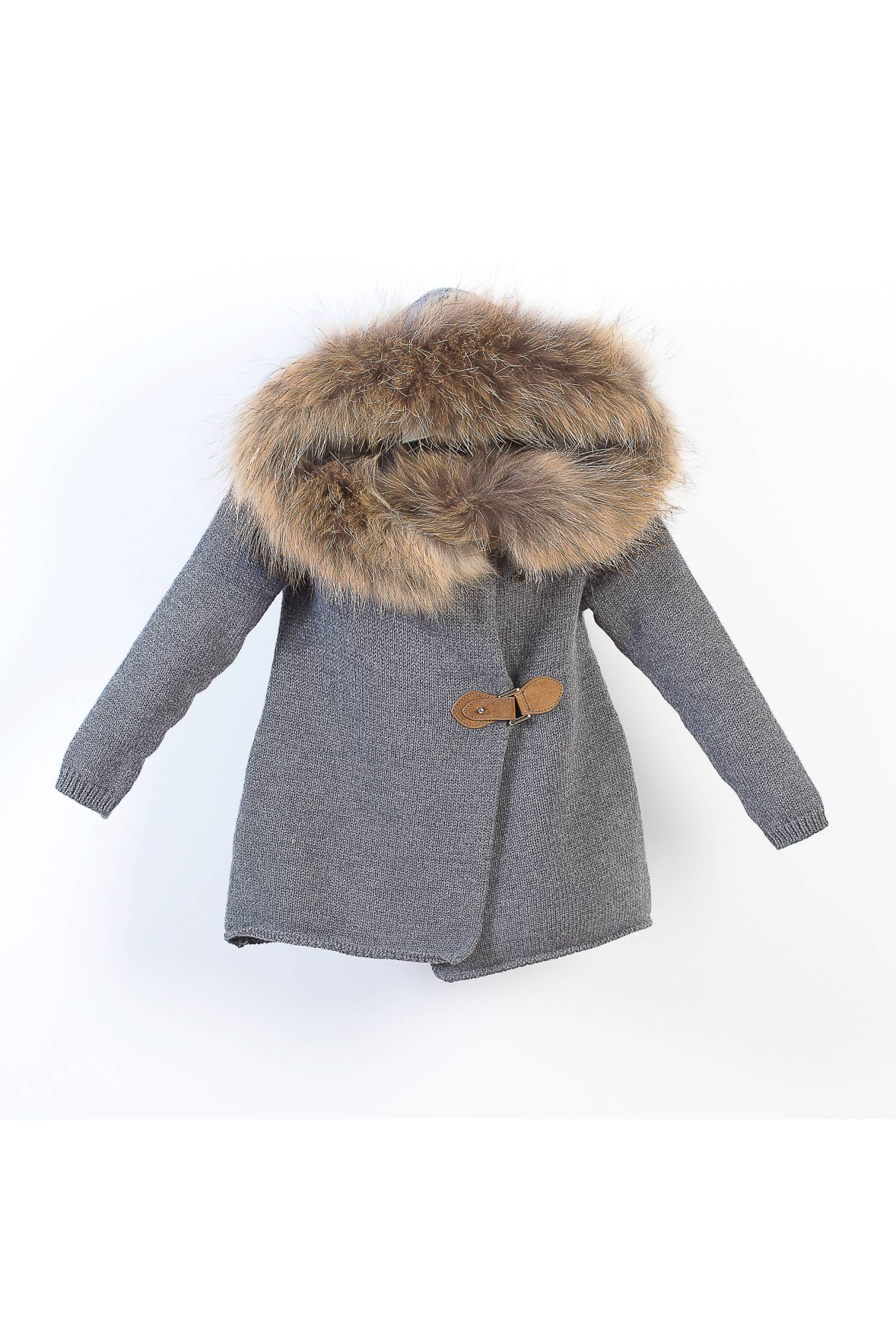 cardigan capucha nio piel natural gris medio 6 aos