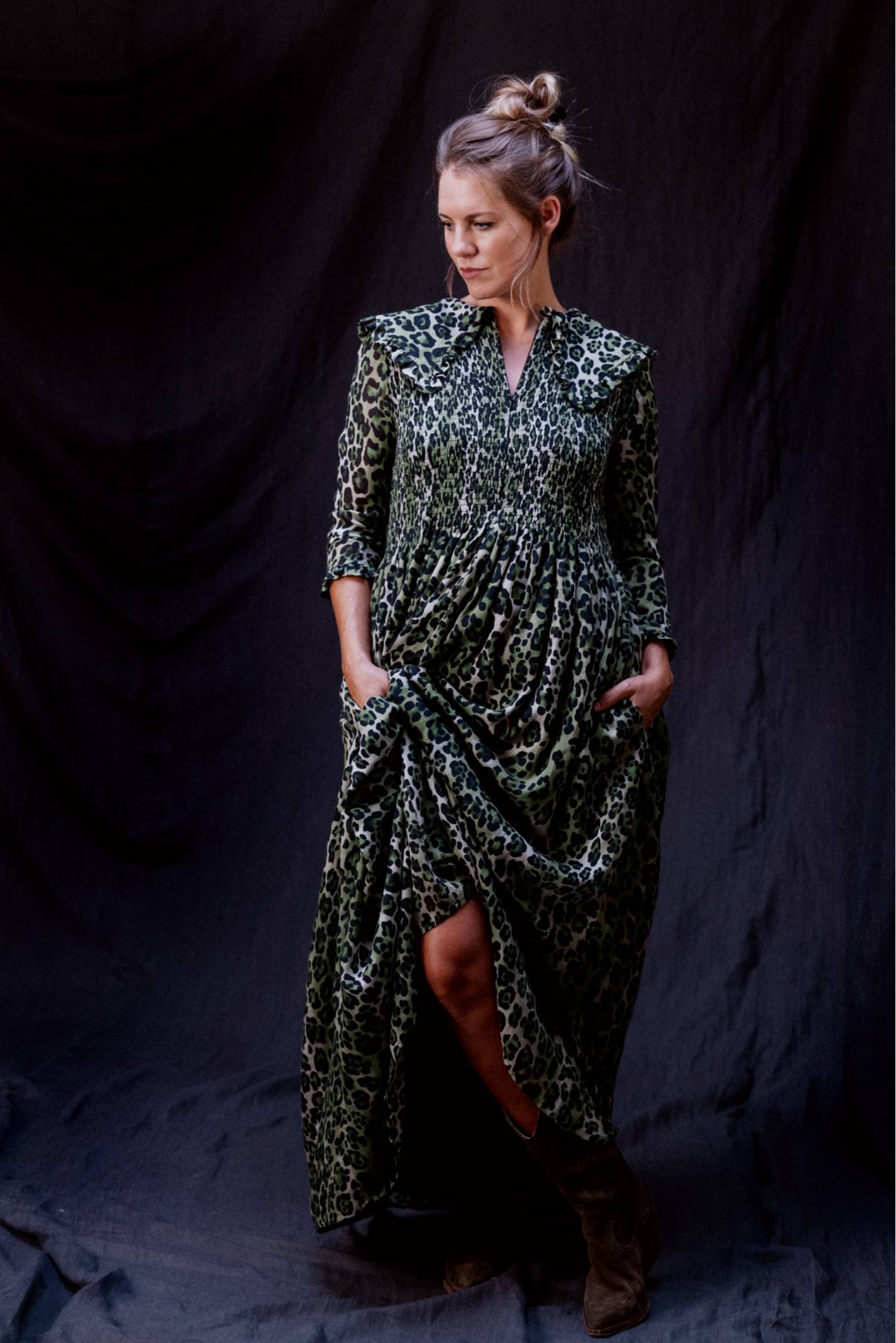 vestido print verde