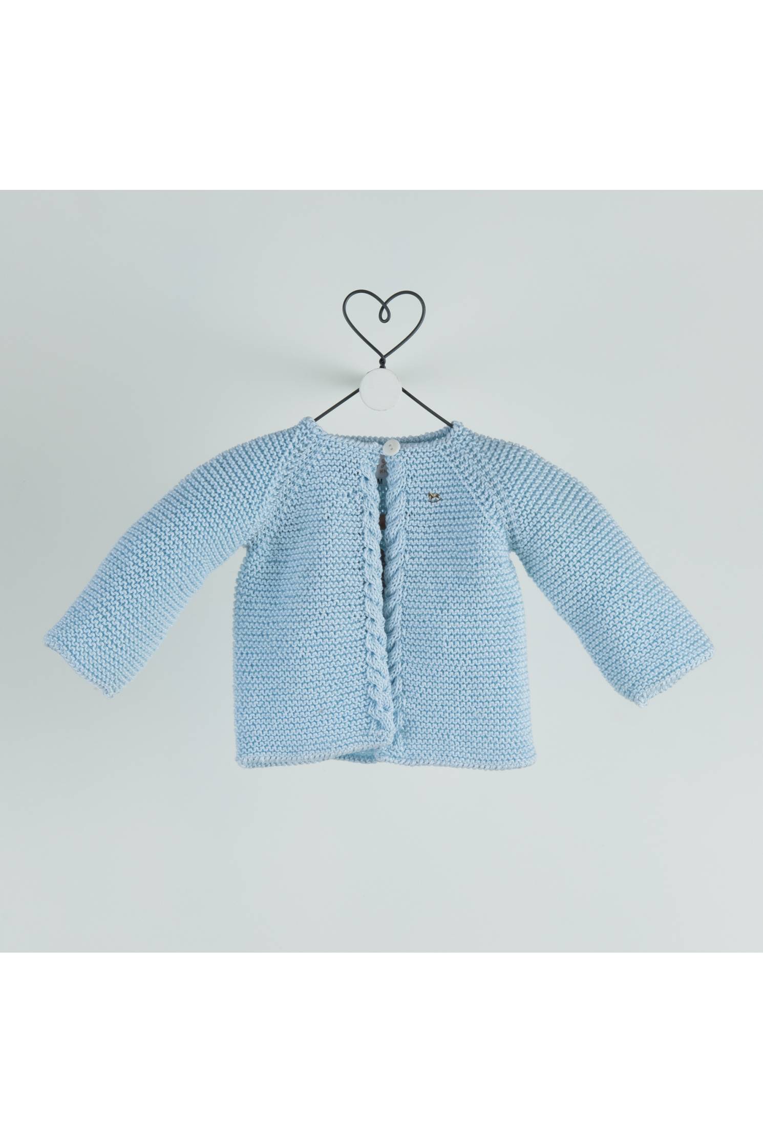 cardigan trenza algodon celeste