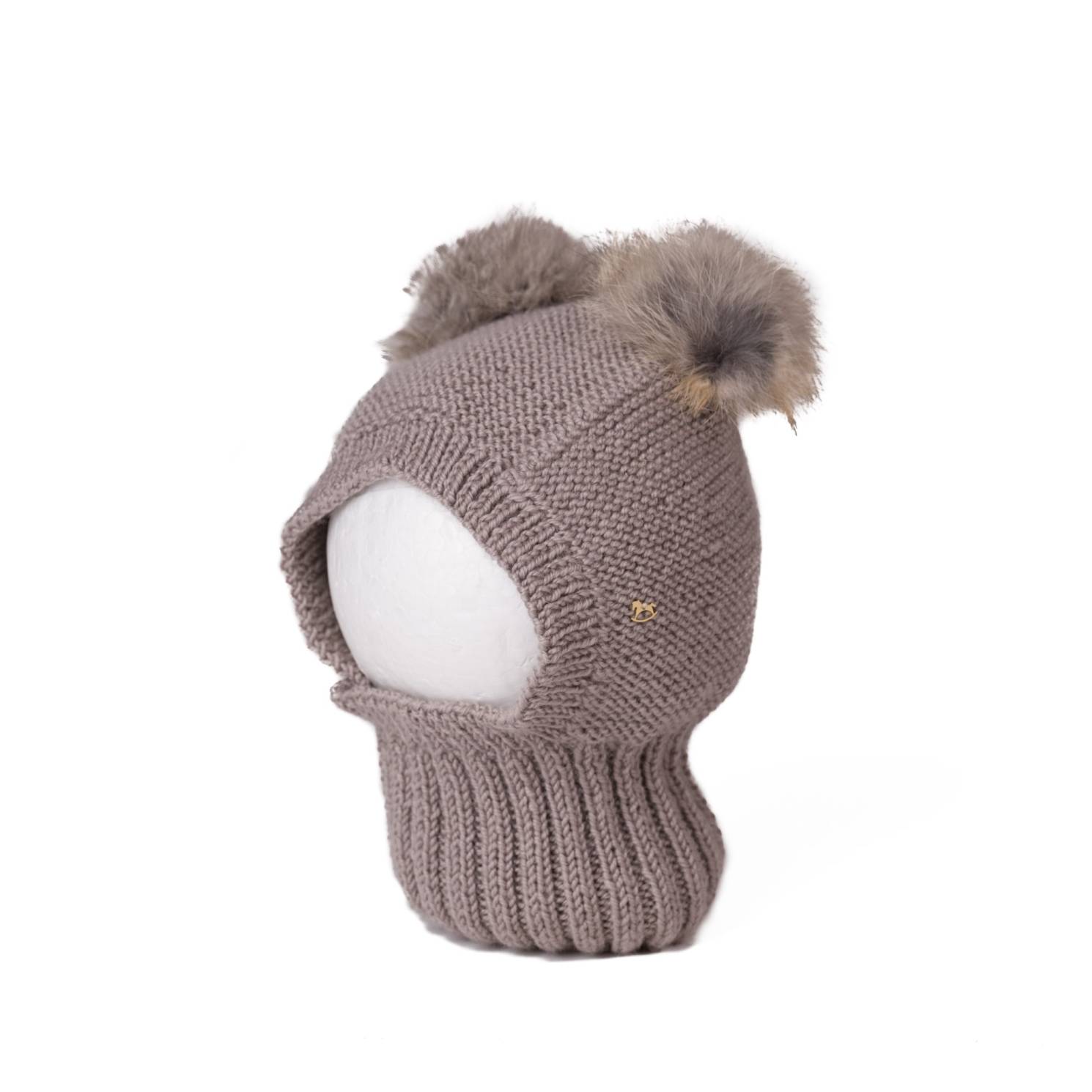gorro pasamontaas merino vison pompon natural
