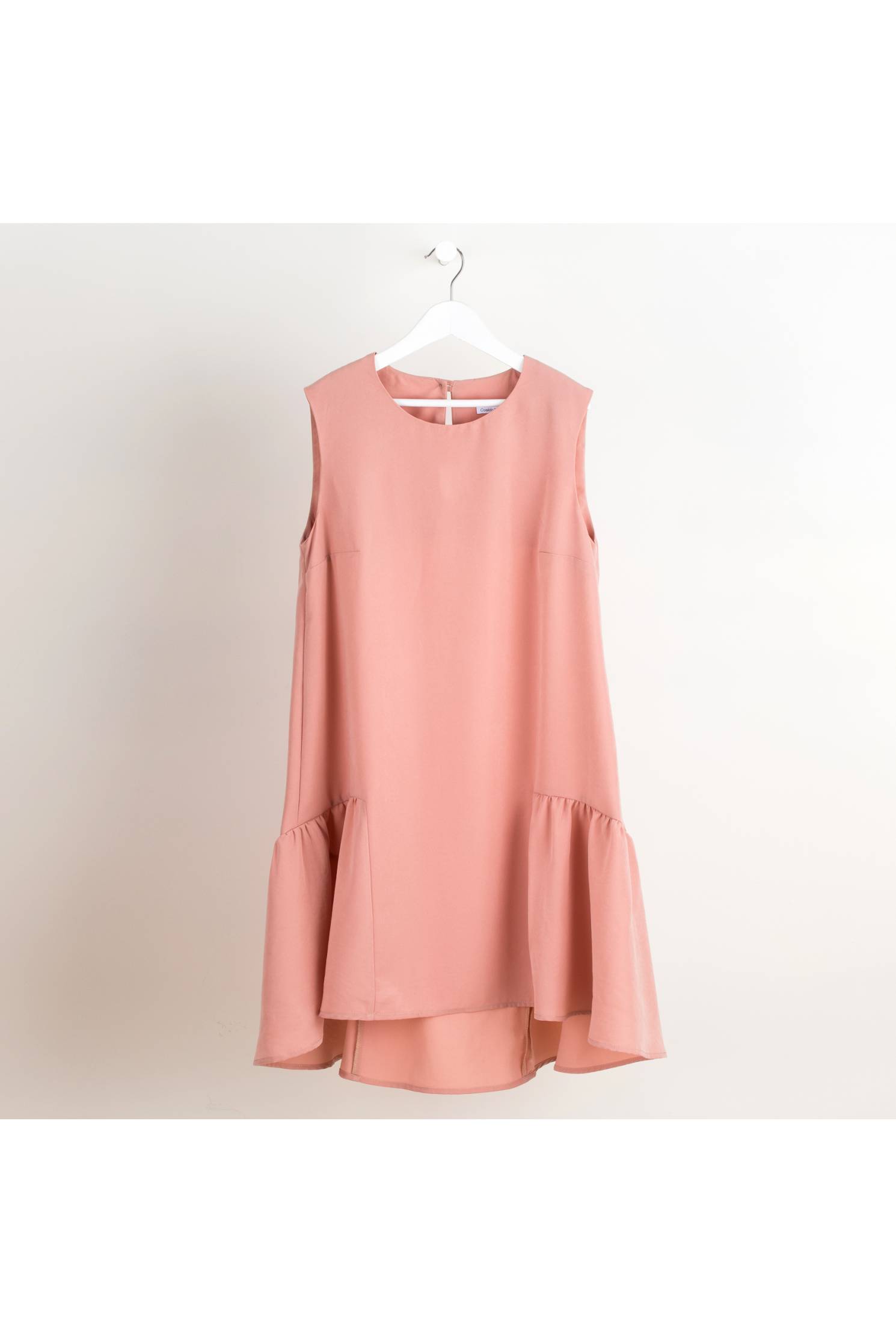 vestido asimetrico nude mujer