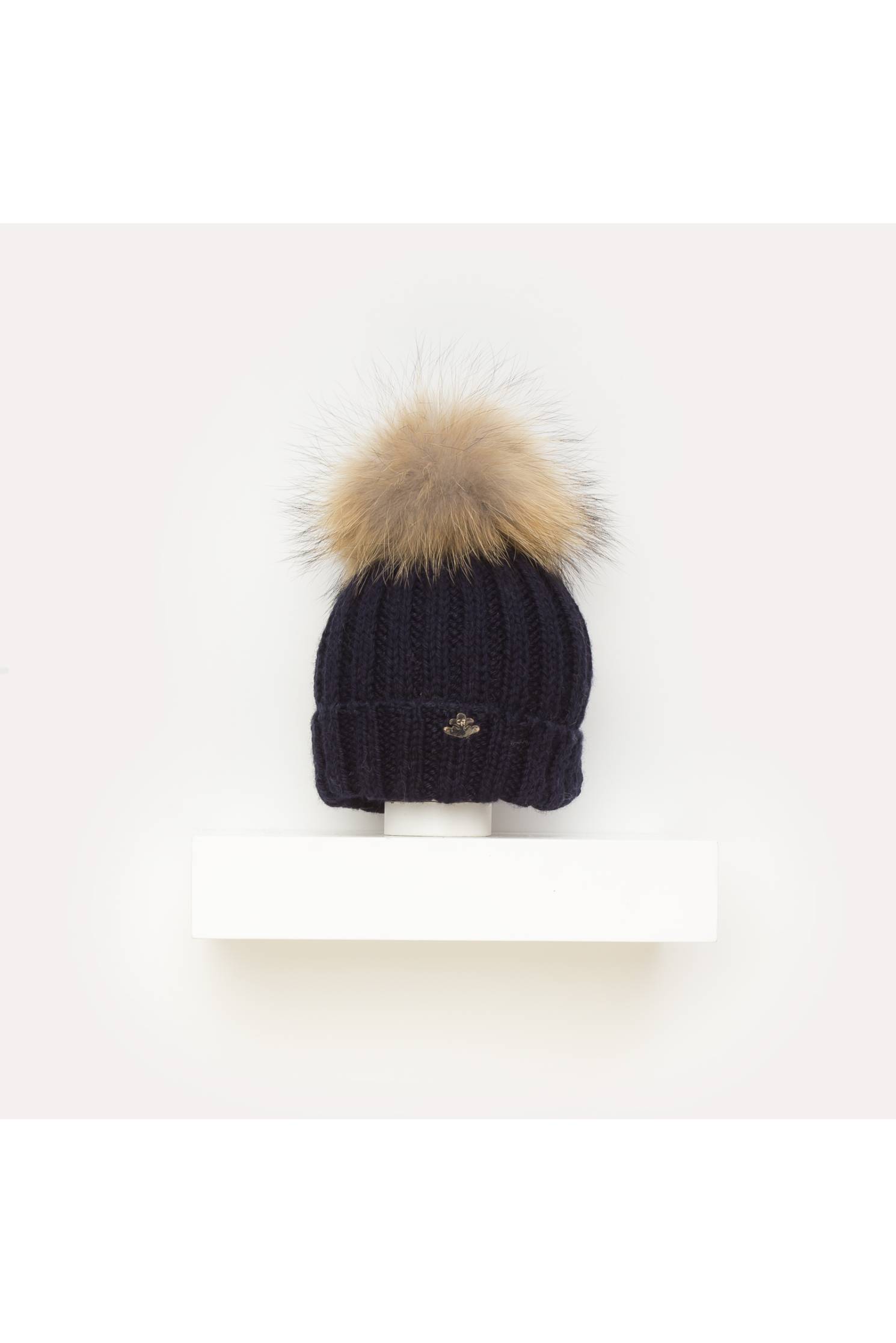 gorro maxipompon merino negro pompon natural n