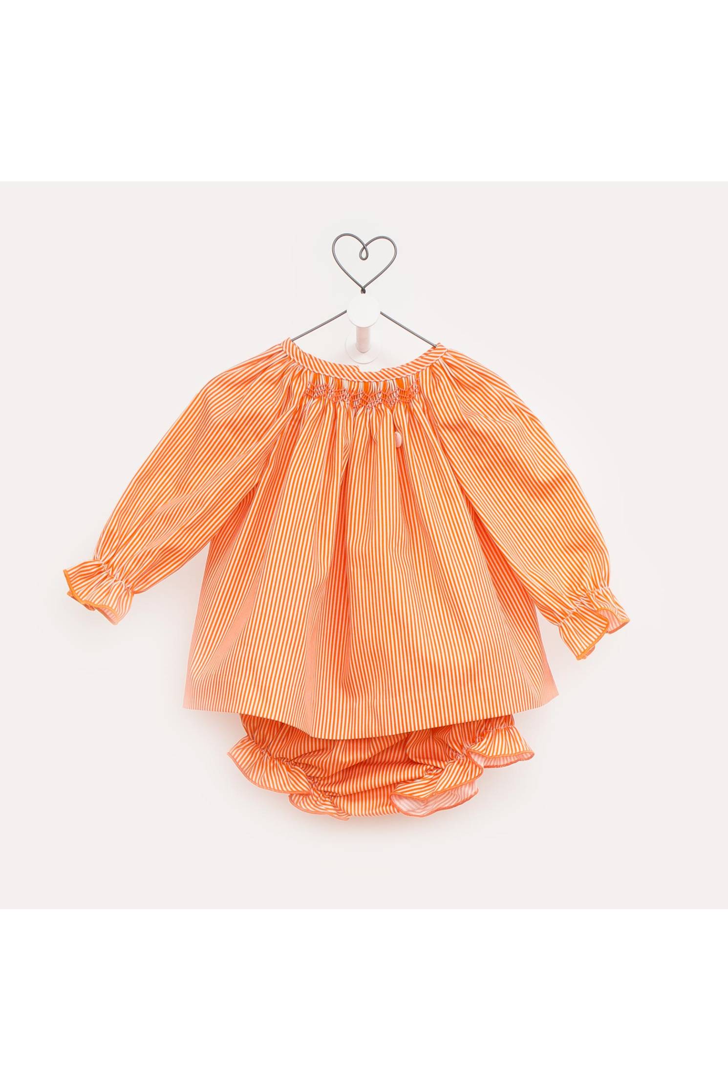 conjunto baby mil rayas naranja