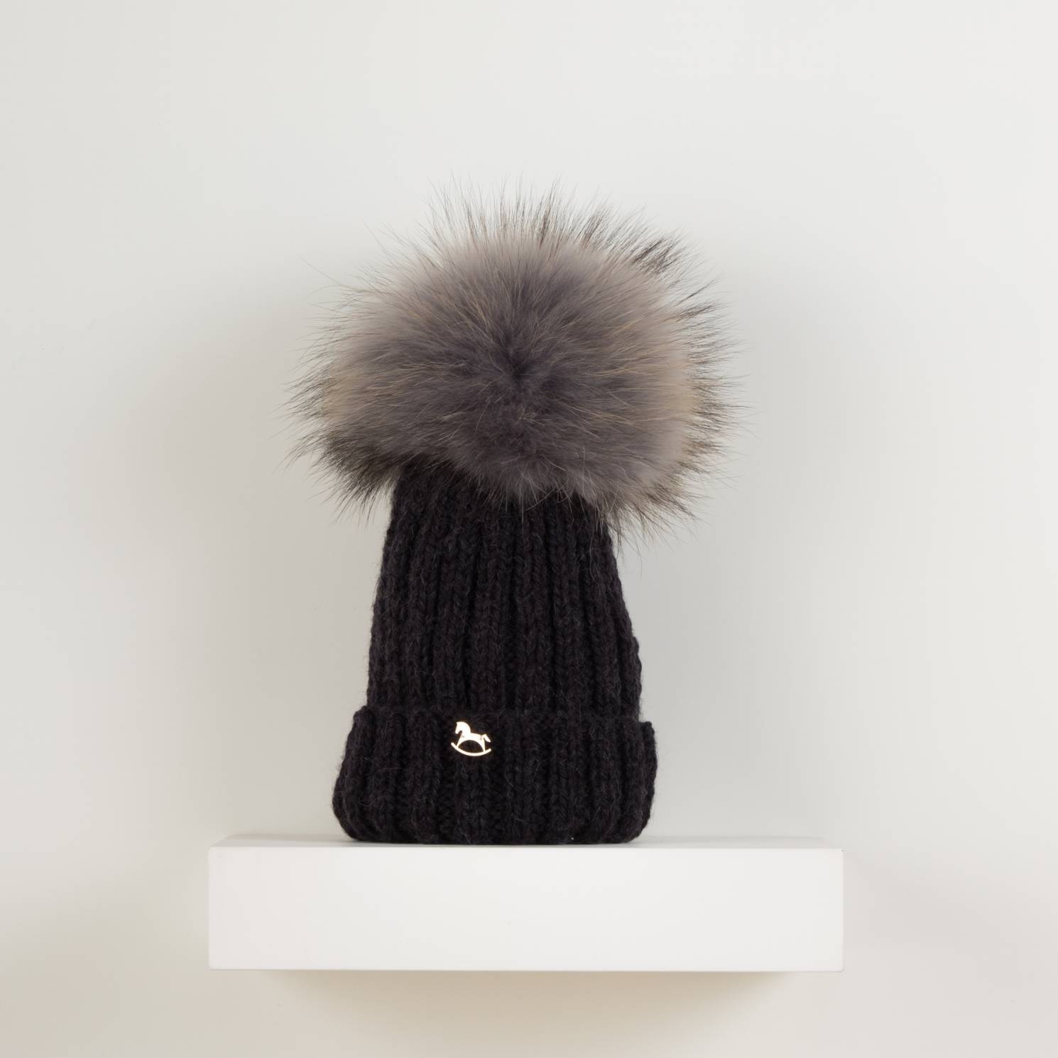 gorro maxipompon merino antracita pompon gris