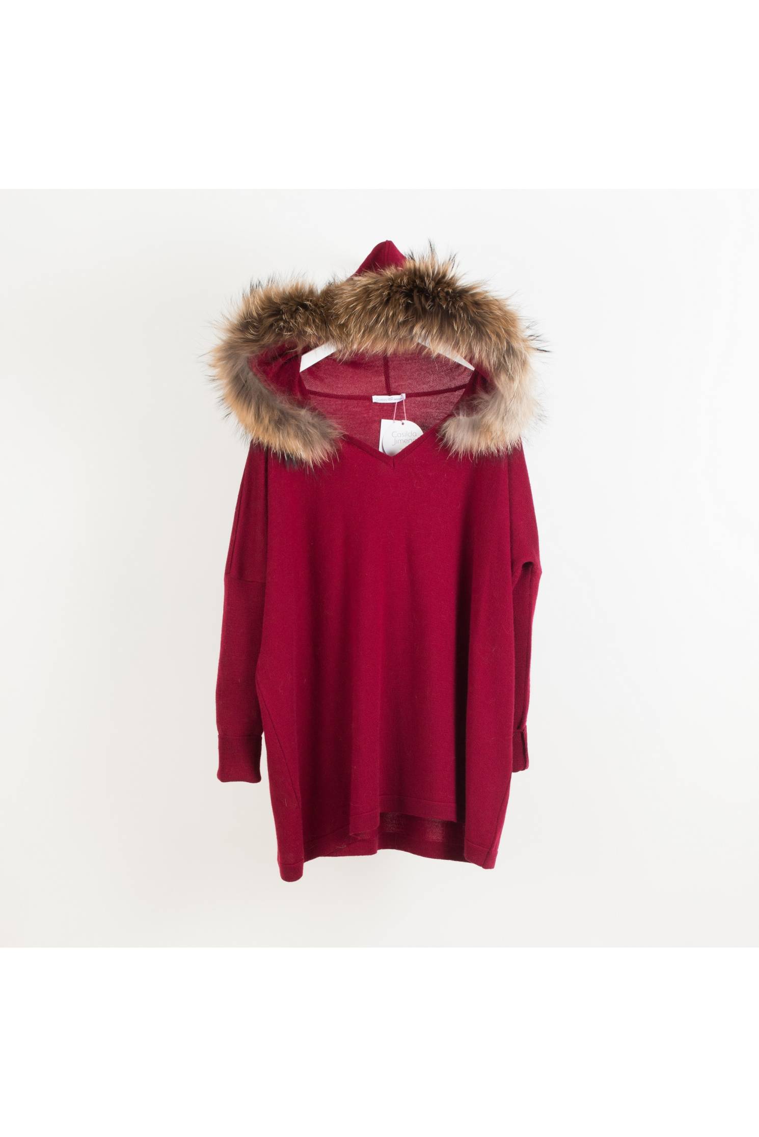 jersey oversize burdeos piel natural mujer