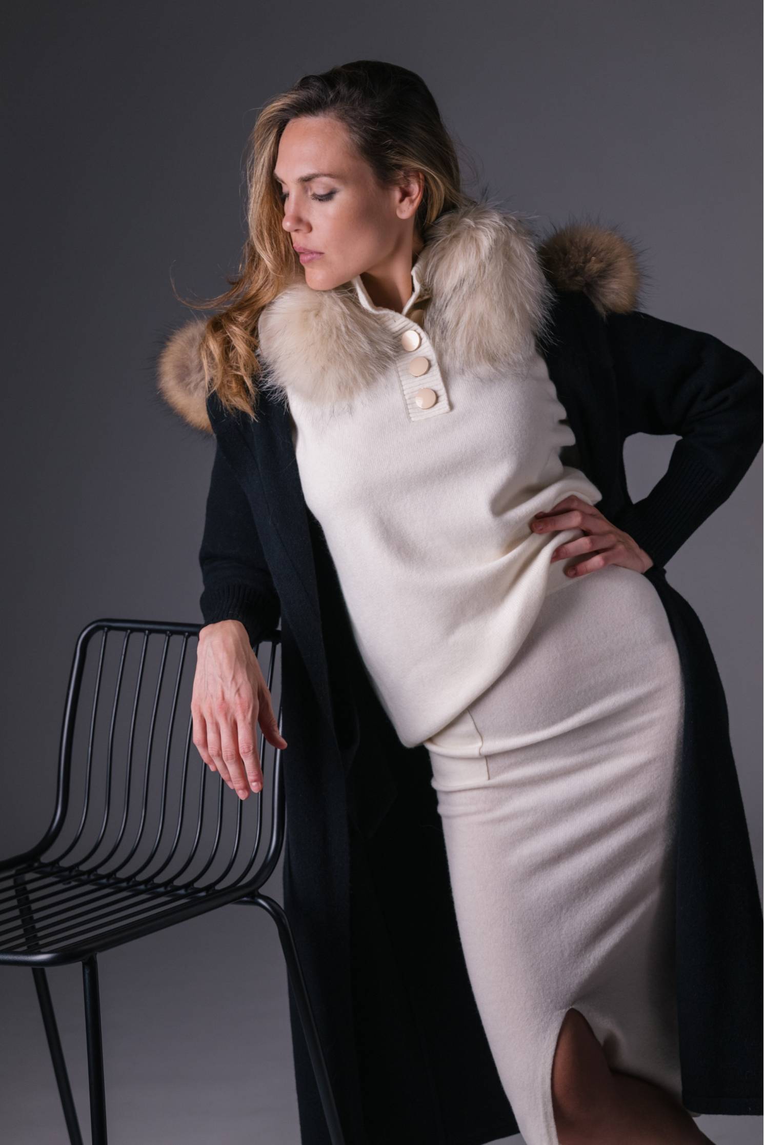 falda punto cashmere hielo