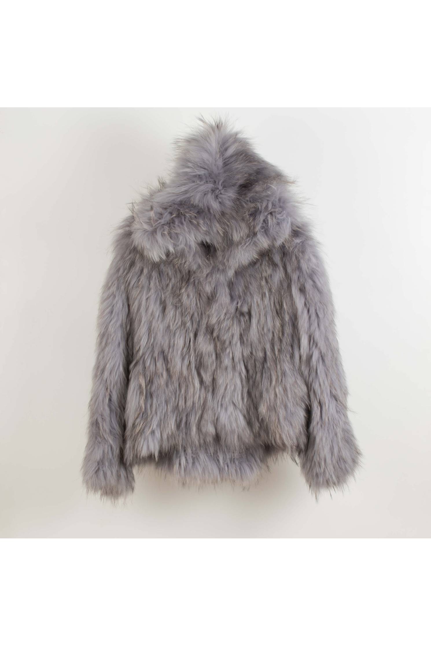 abrigo piel natural gris