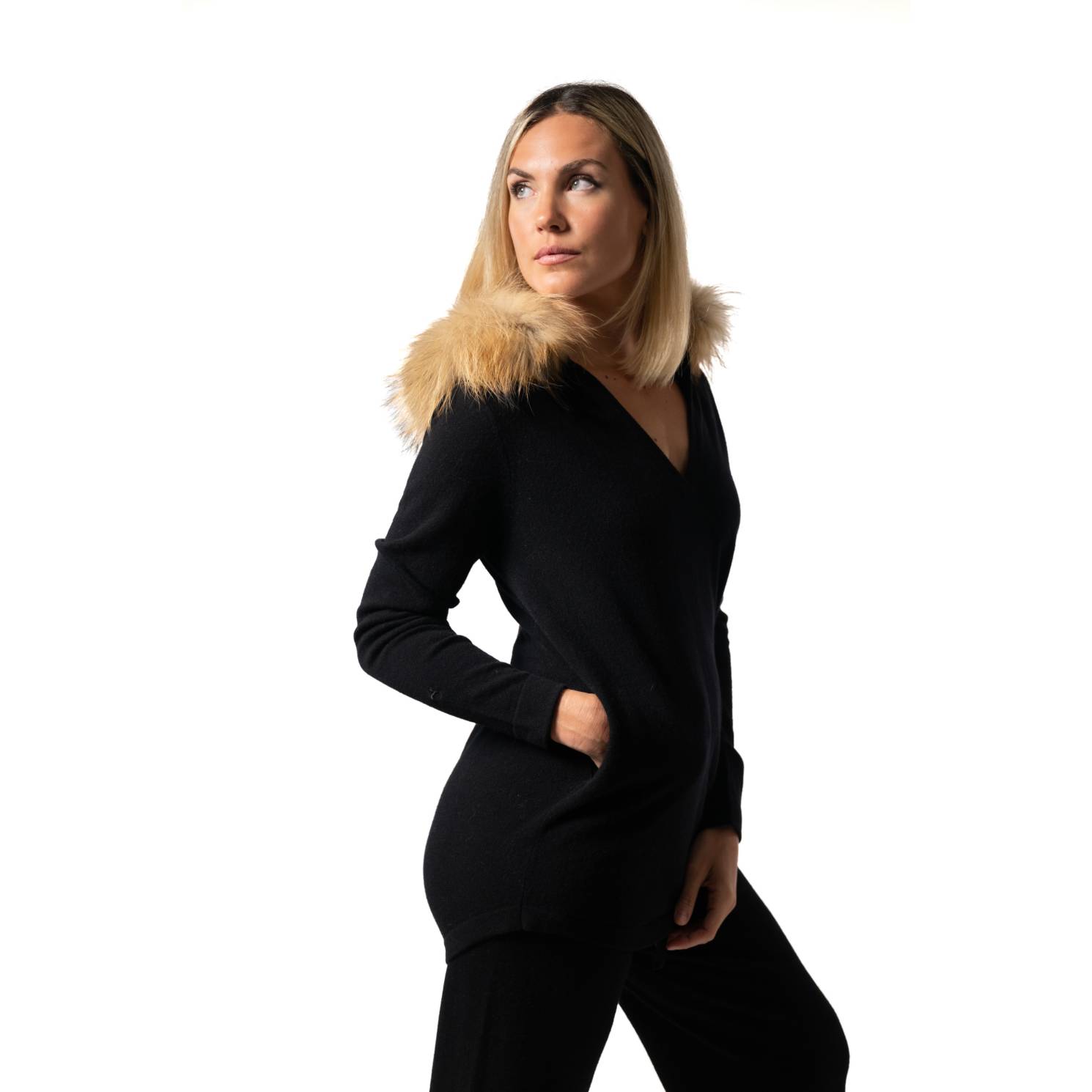 jersey capucha cashmere black