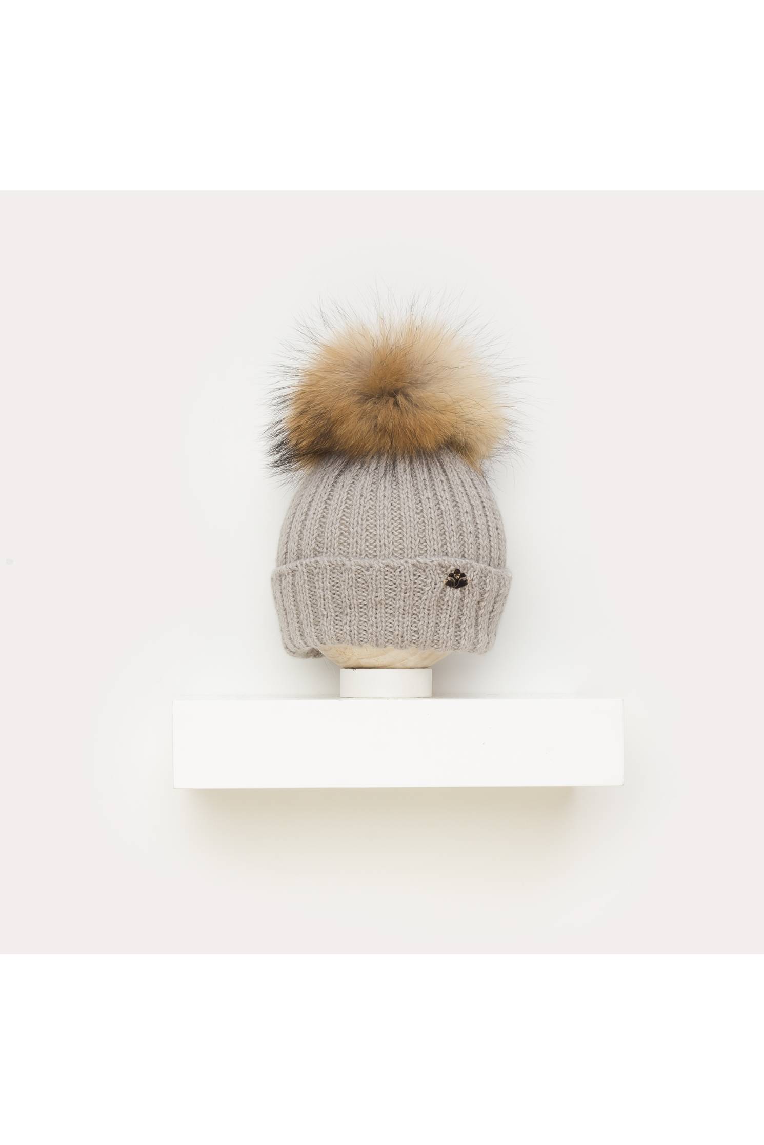 gorro maxipompon merino vison pompon natural
