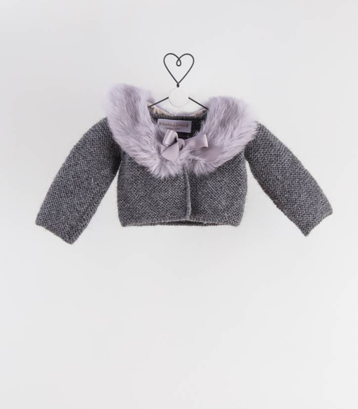 bolero alpaca gris oscuro cuello piel gris