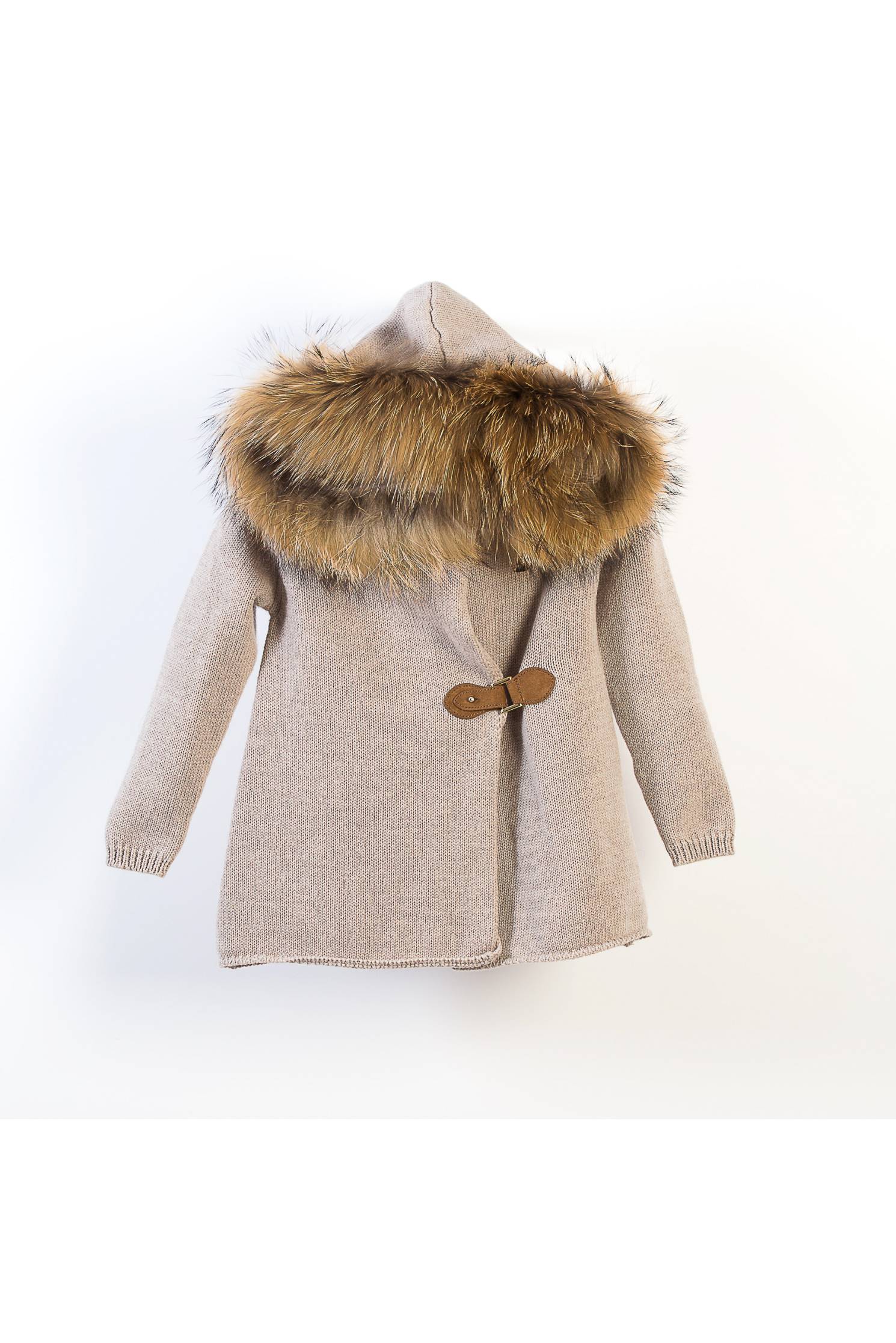 cardigan capucha piel natural vison