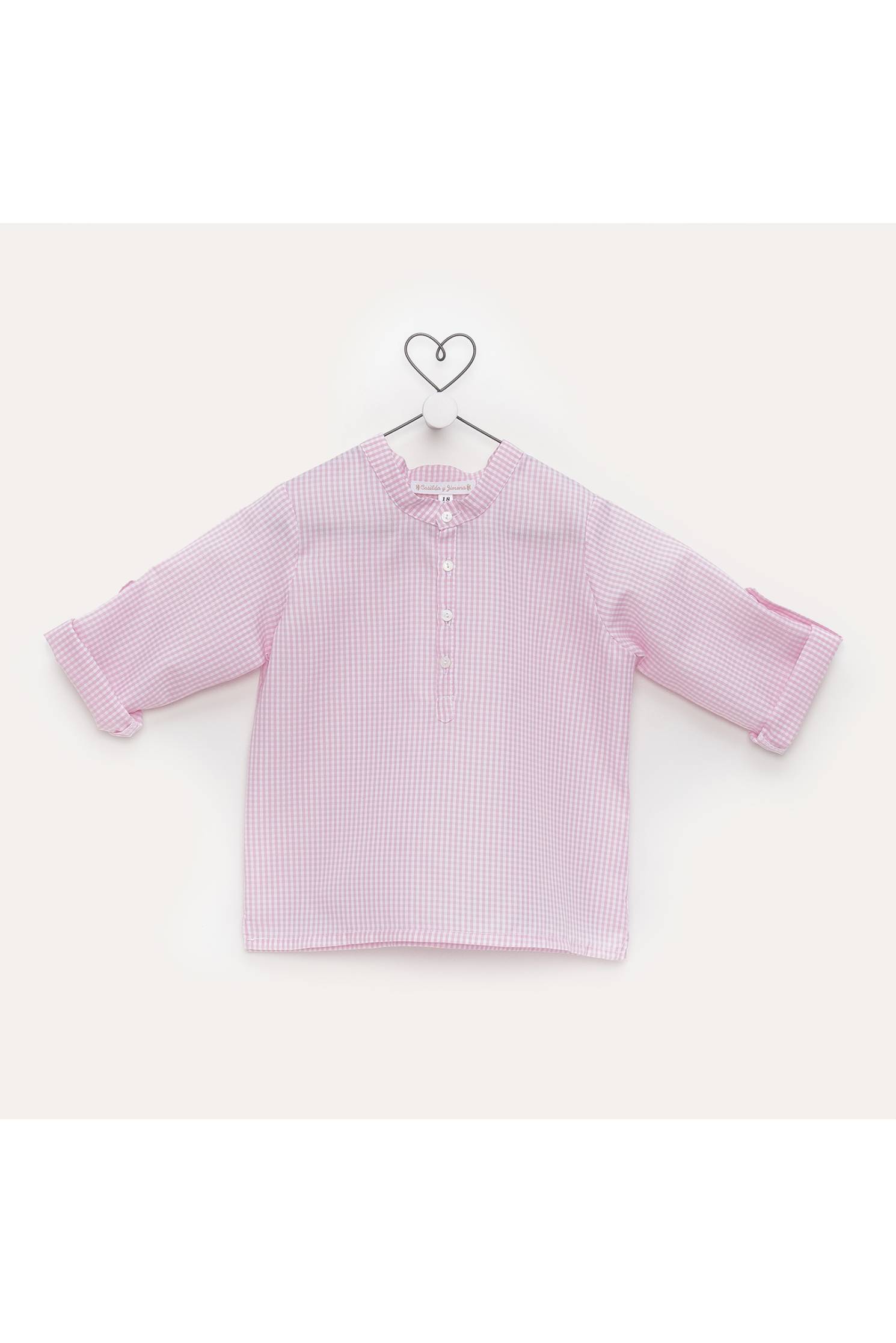 camisa mao vichy rosa