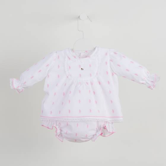 conjunto baby flamencos rosa