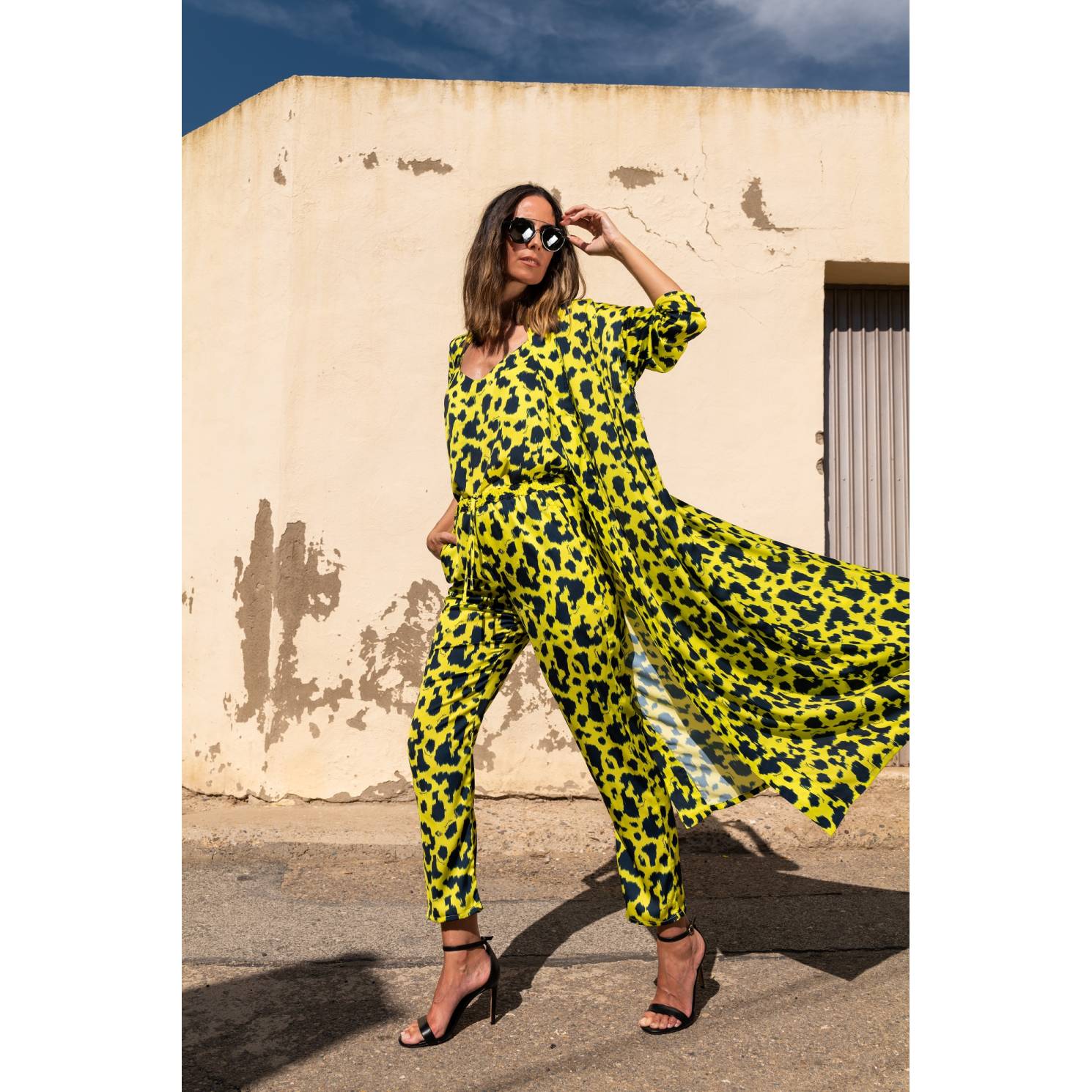 pantalon print amarillo marino