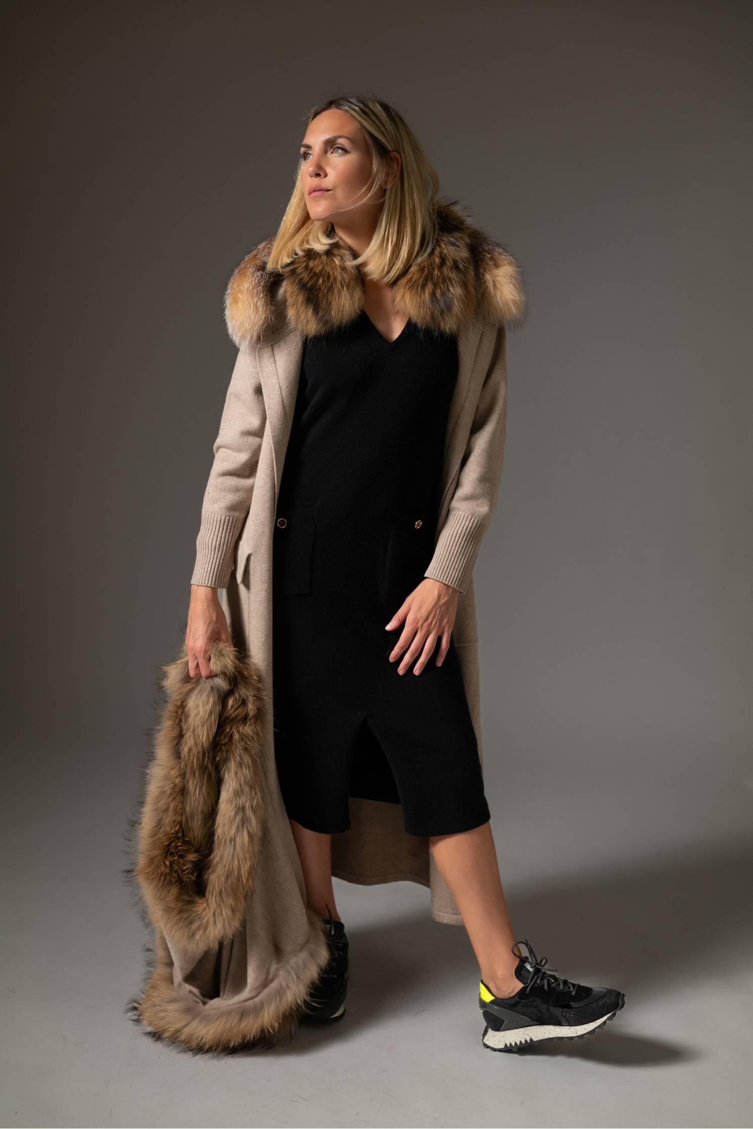 abrigo militar cashmere coffee