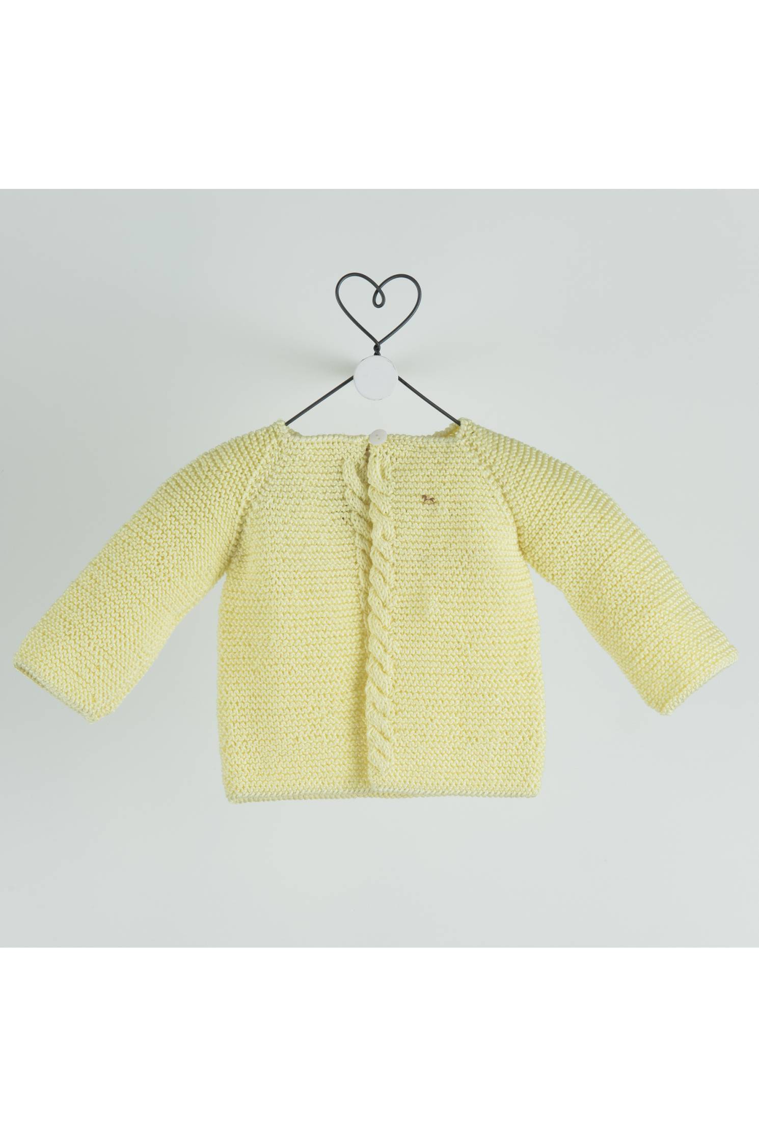 cardigan trenza algodon amarillo palido