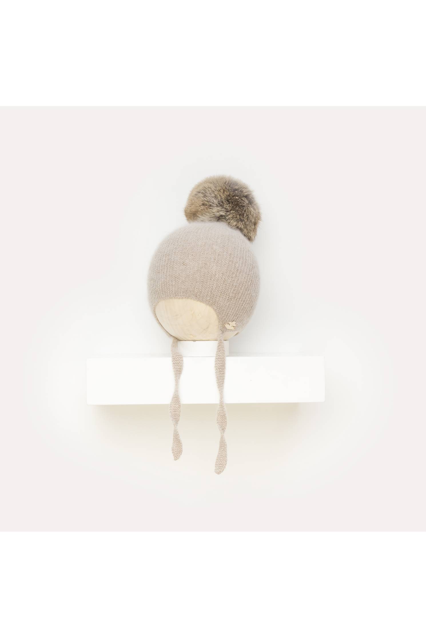 gorro aviador canastilla cashmere piedra rosado pompon rapado na