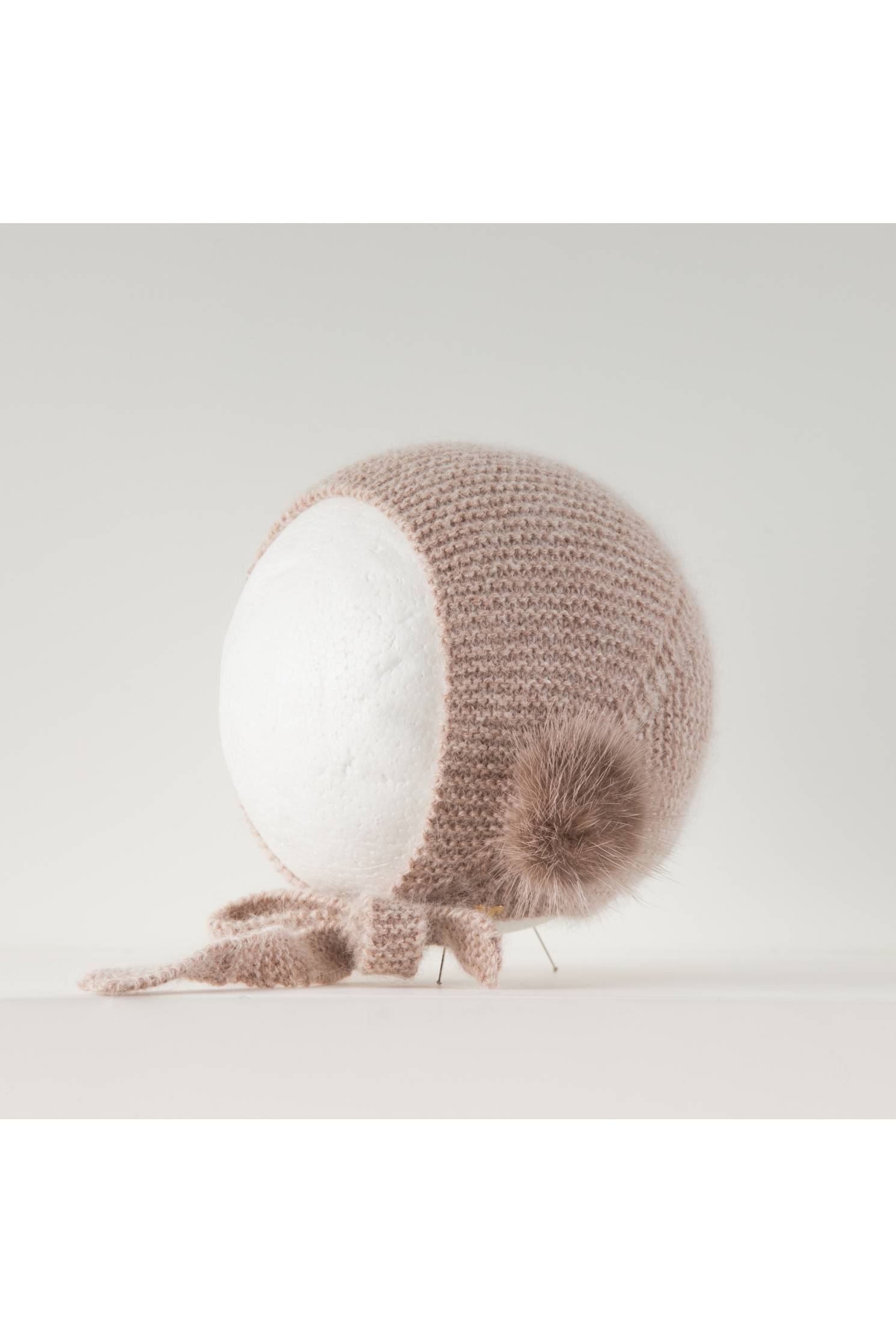 capota canastilla lazada punto cashmere piedra rosado pompon vis