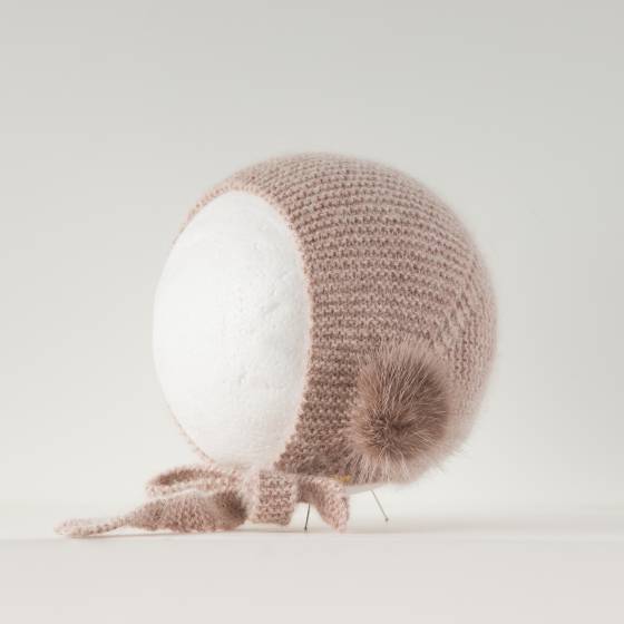capota canastilla lazada punto cashmere piedra rosado pompon vis