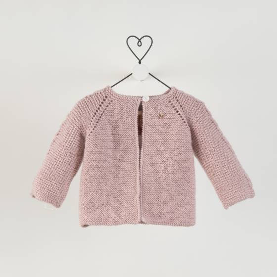 cardigan trenza manga merino rosa empolv