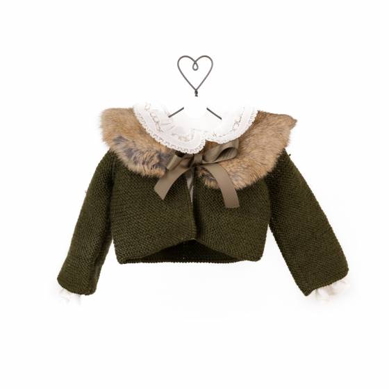bolero merino verde camuflaje cuello natural