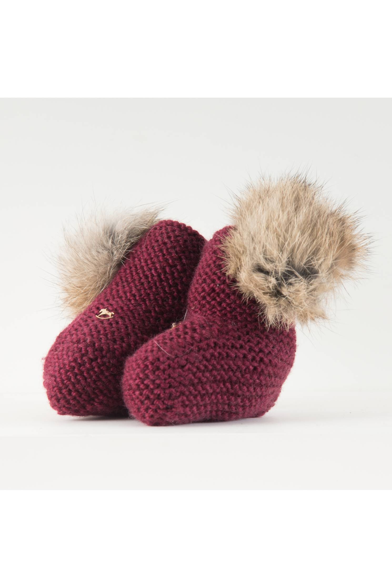 botita merino pompon lateral burdeos