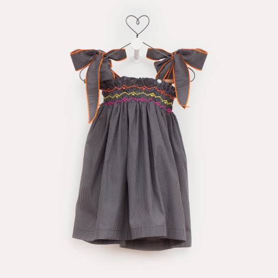 vestido lazadas vichy nidos fluor