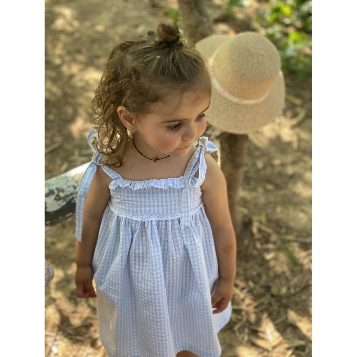 vestido tirantes vichy blanco celeste con biquini